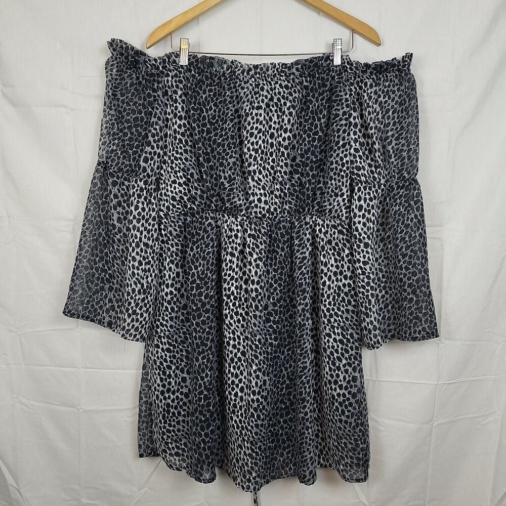 Fashion To Figure Womens Black White Animal Print 3/4 Sleeve Mini Dress Size 1